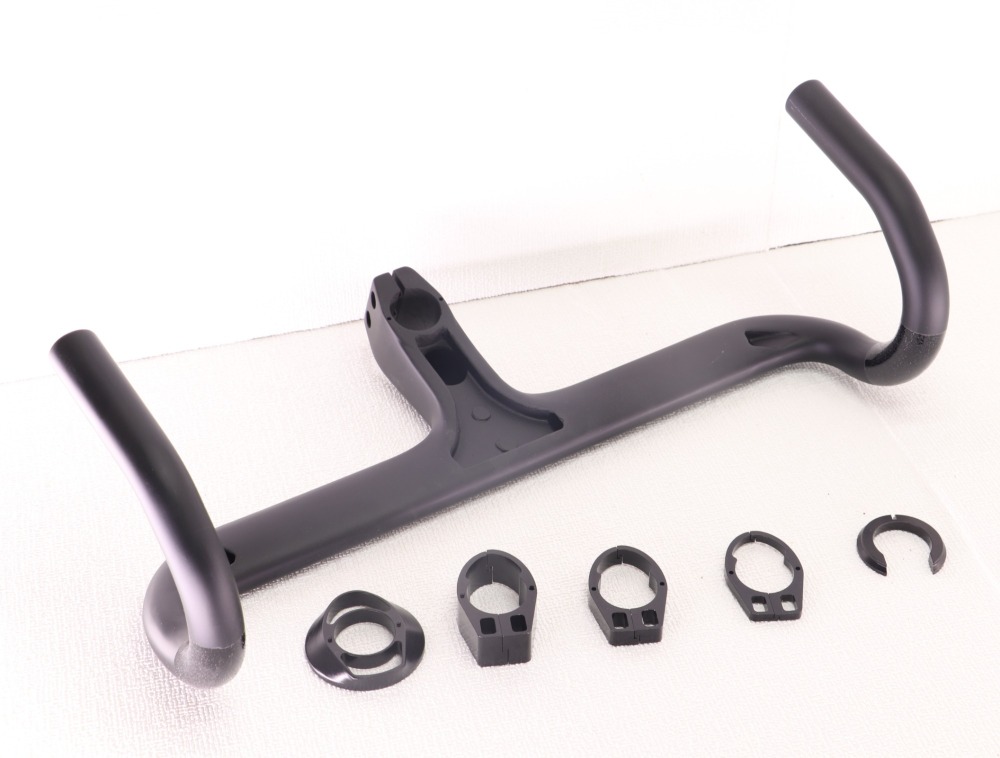 Carbon Fiber Road Bike Integrated Handlebar With Spacers For Hidden Cables Routing