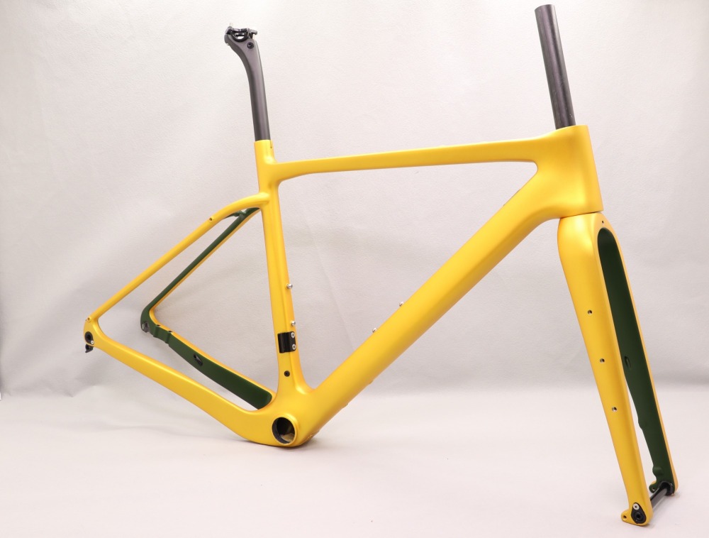 GF-002 Carbon Gravel Bike Frame set Gold & Dark Green