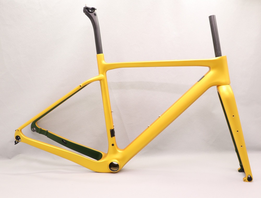 GF-002 Carbon Gravel Bike Frame set Gold & Dark Green