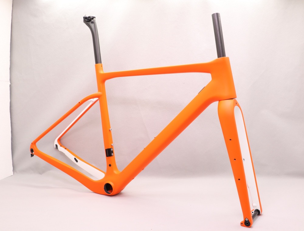 GF-002 Carbon Gravel Bike Frame set Orange & White
