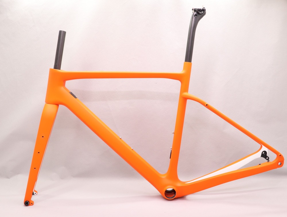 GF-002 Carbon Gravel Bike Frame set Orange & White