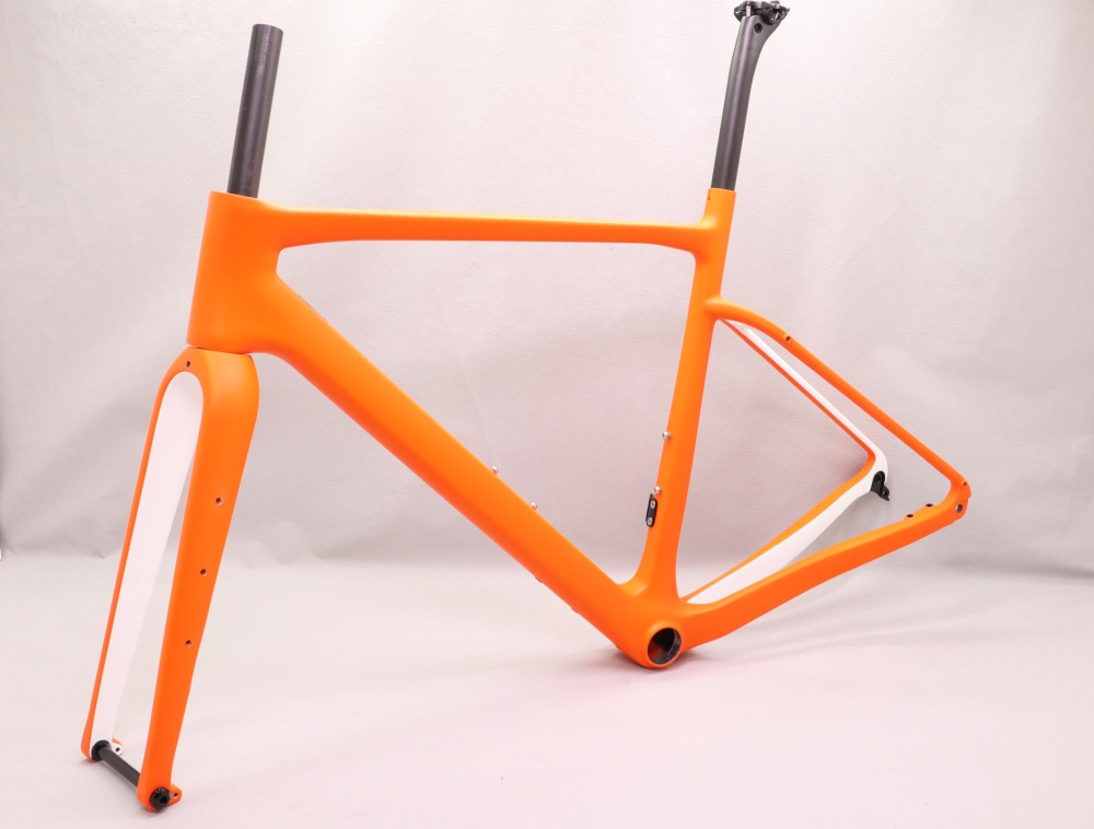 GF-002 Carbon Gravel Bike Frame set Orange & White