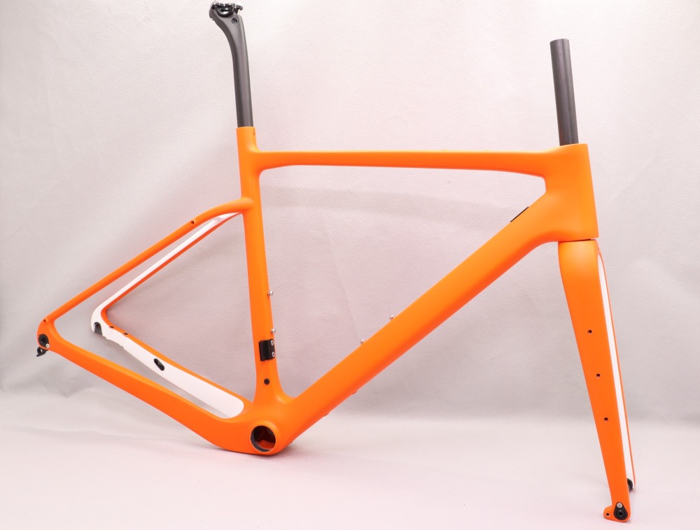 GF-002 Carbon Gravel Bike Frame set Orange & White