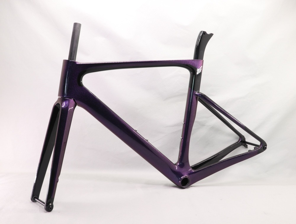VB-R-099 Custom Paint Aero Road Carbon Bike Frame Black & Chameleon Glossy