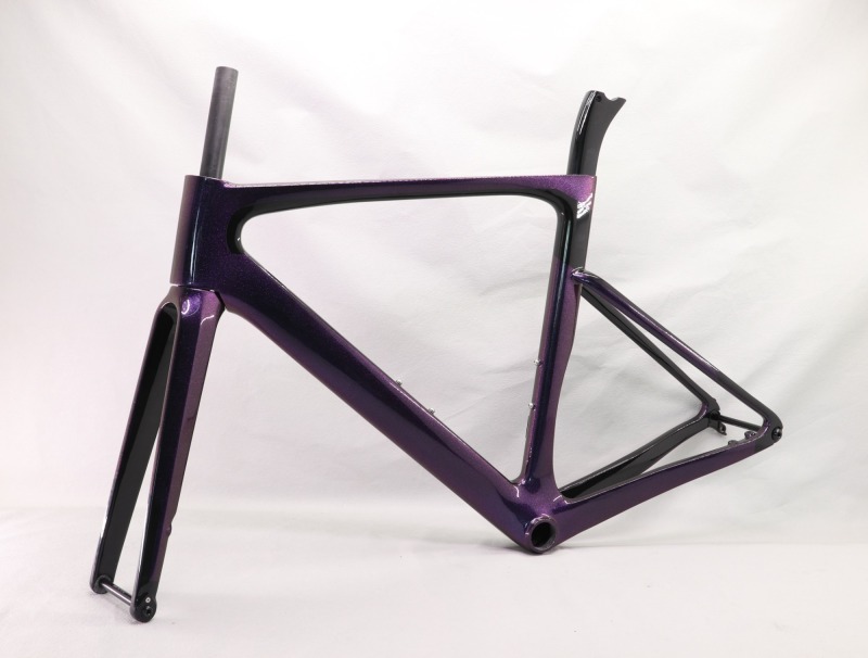 VB-R-099 Custom Paint Aero Road Carbon Bike Frame Black &amp; Chameleon Glossy