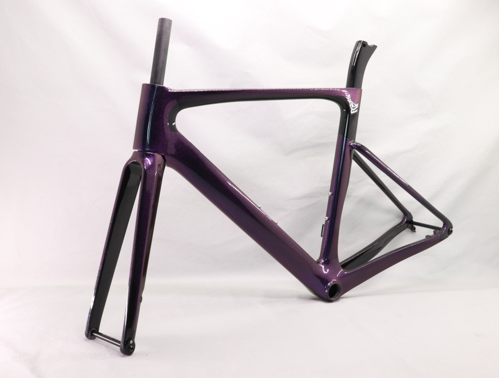 VB-R-099 Custom Paint Aero Road Carbon Bike Frame Black & Chameleon Glossy