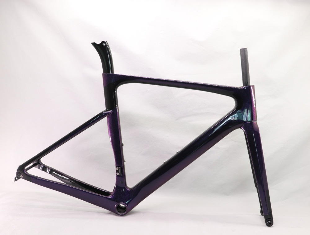 VB-R-099 Custom Paint Aero Road Carbon Bike Frame Black & Chameleon Glossy