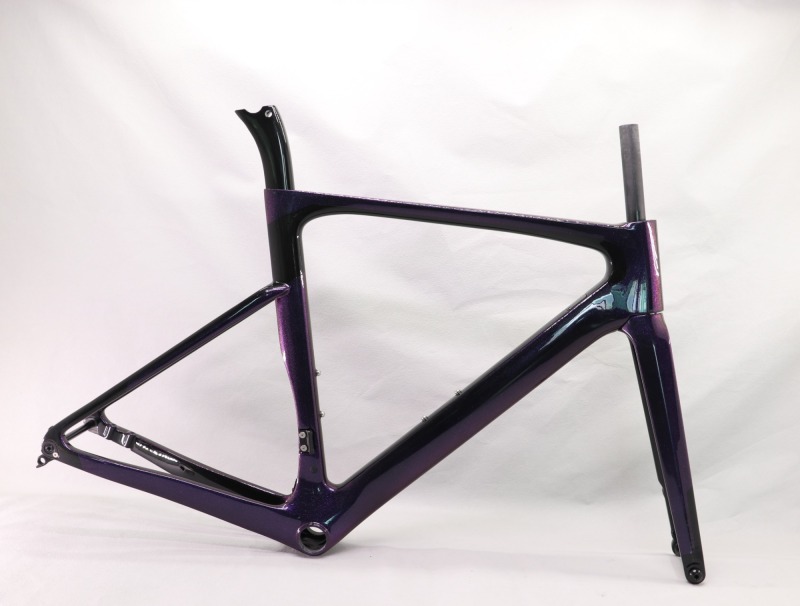 VB-R-099 Custom Paint Aero Road Carbon Bike Frame Black &amp; Chameleon Glossy