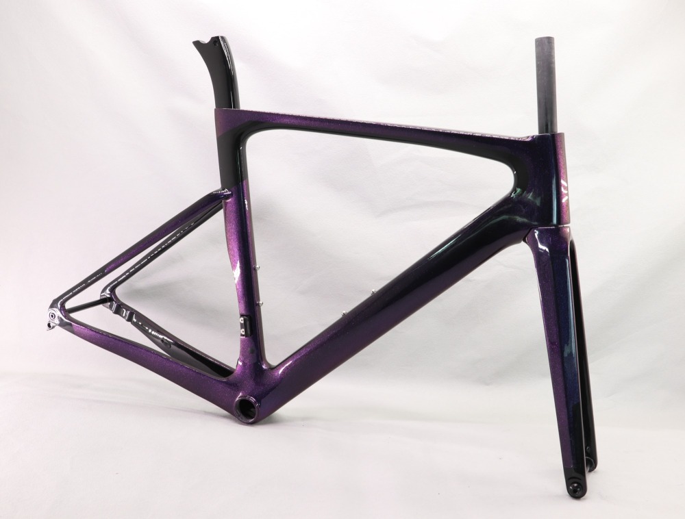 VB-R-099 Custom Paint Aero Road Carbon Bike Frame Black & Chameleon Glossy