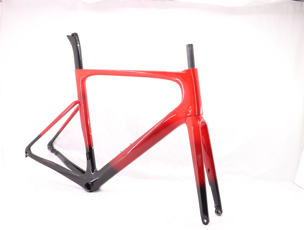 VB-R-099 Custom Paint Aero Road Carbon Bike Frame Red Fading Glossy Paint