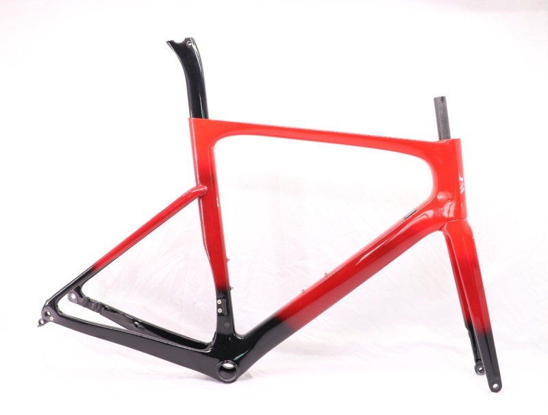 VB-R-099 Custom Paint Aero Road Carbon Bike Frame Red Fading Glossy Paint