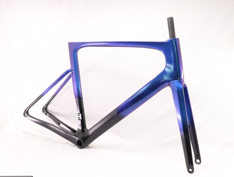 VB-R-099 Custom Paint Aero Road Carbon Bike Frame Chameleon  Fading Glossy Paint