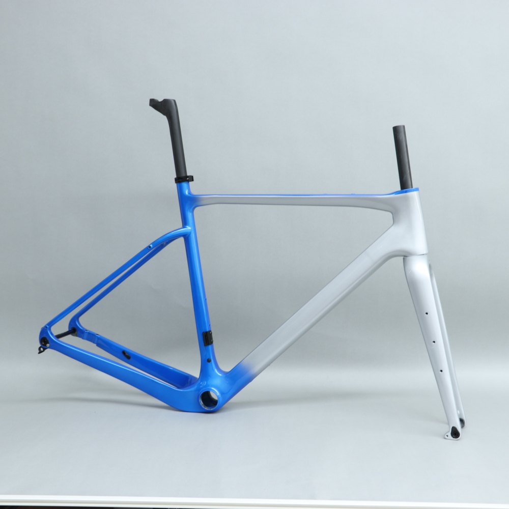GF-002 Custom Paint Gravel Bike Frame Silver & Blue