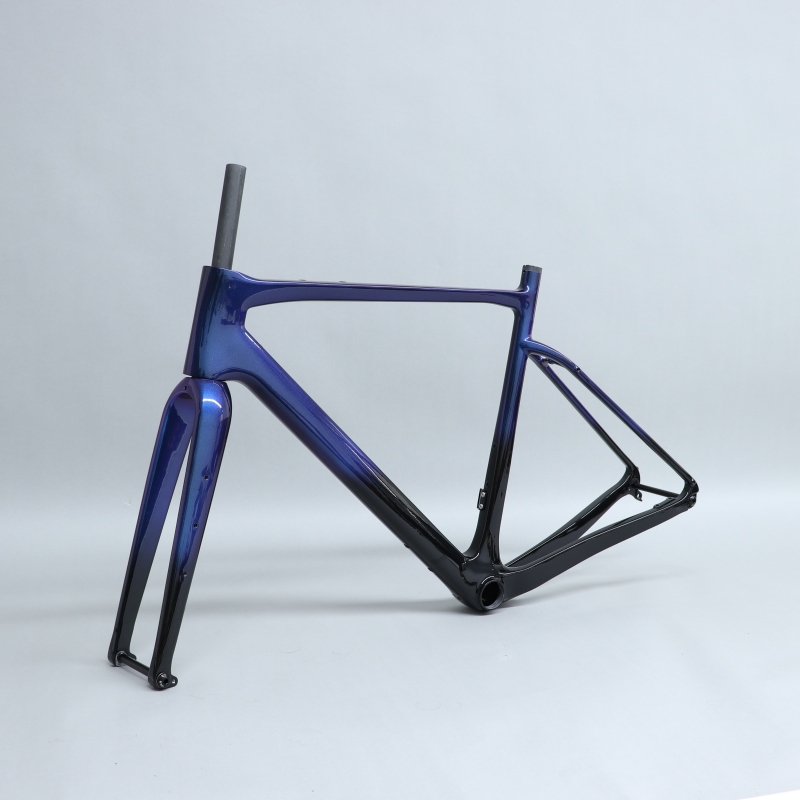 GF-002 Custom Paint Gravel Bike Frame Blue Chameleon Fading