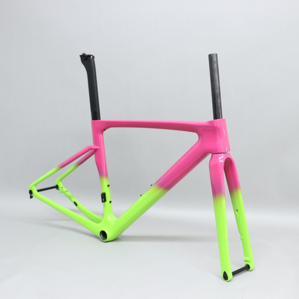 R 168 carbon road bike frame Pink & Neon Green Glossy Paint