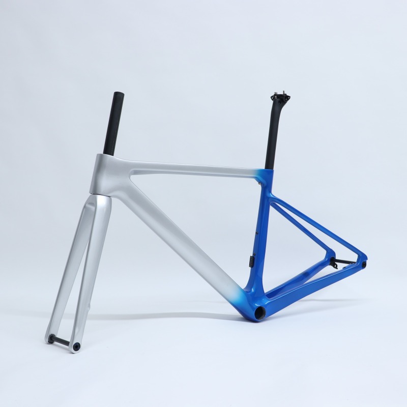 R-177 Super Light Carbon Road Frame Metallic Grey Metallic Blue Fadding Glossy Paint