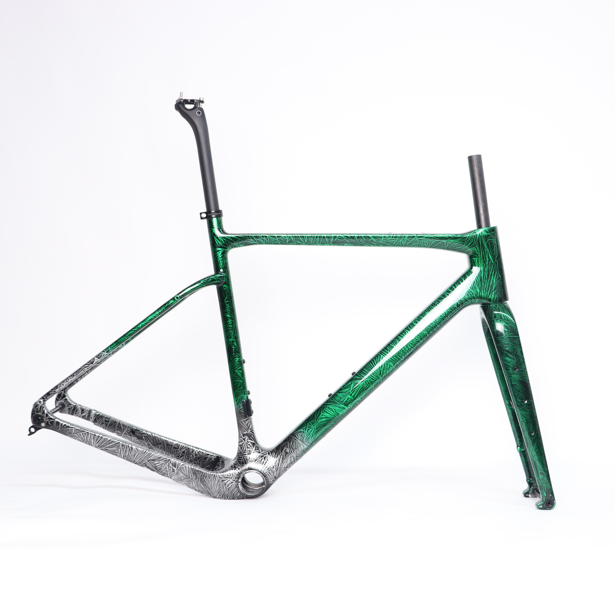 GF-002 Gravel Bike Frame Green Ice Break Glossy Paint