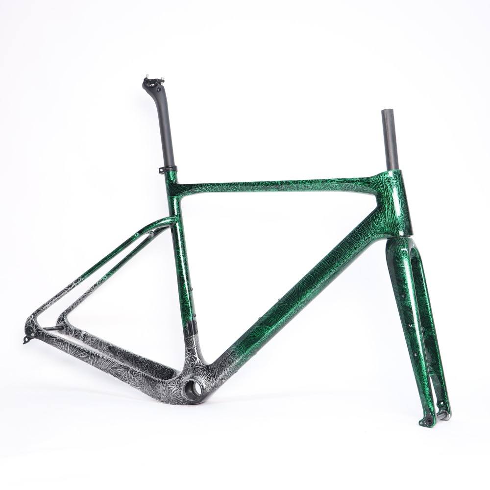 GF-002 Gravel Bike Frame Green Ice Break Glossy Paint