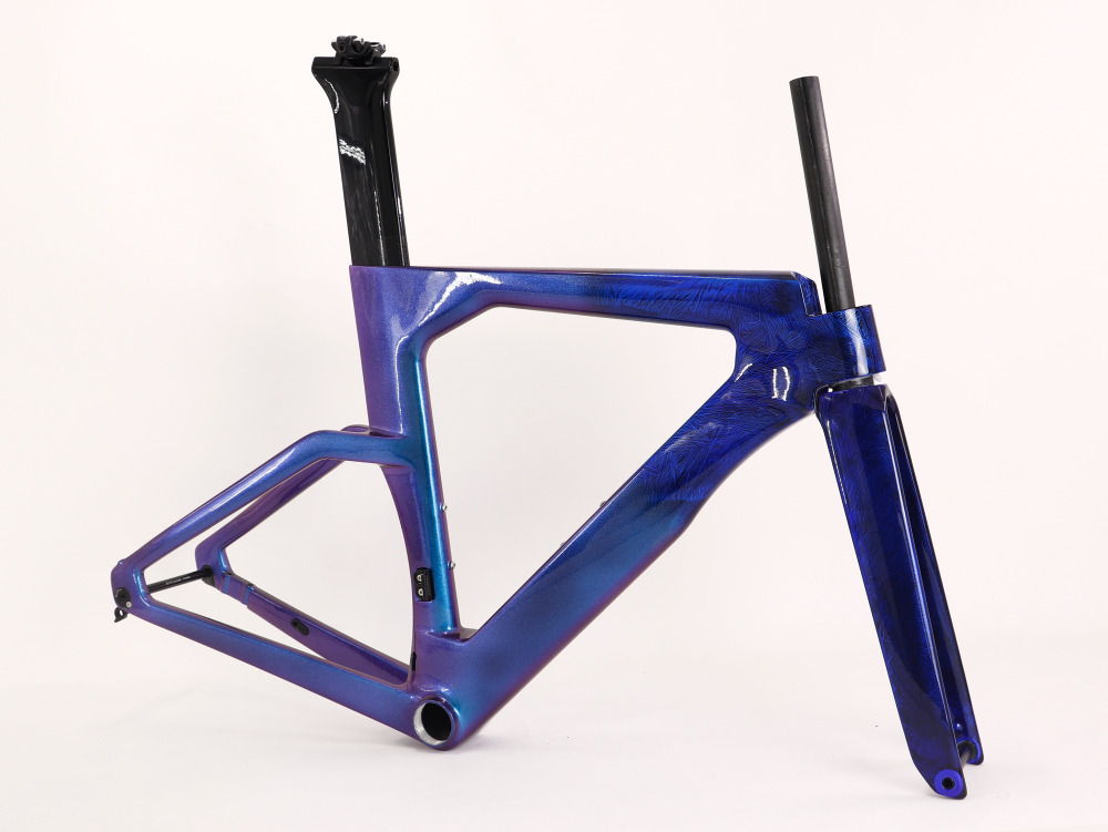 VB-TT-023 Carbon TT Frame Blue Ice Break Fading with Chameleon