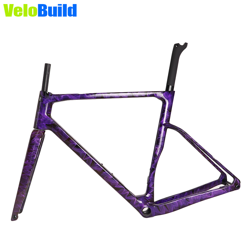 CX-002 carbon fiber cyclocross bike frame smoky effect purple pink paint