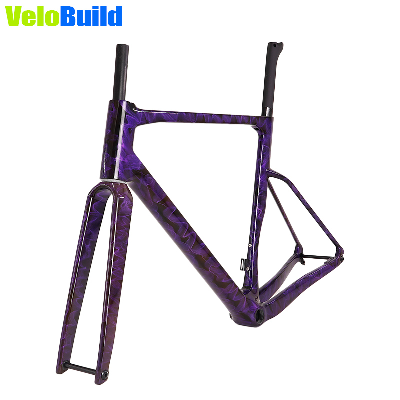 CX-002 carbon fiber cyclocross bike frame smoky effect purple pink paint