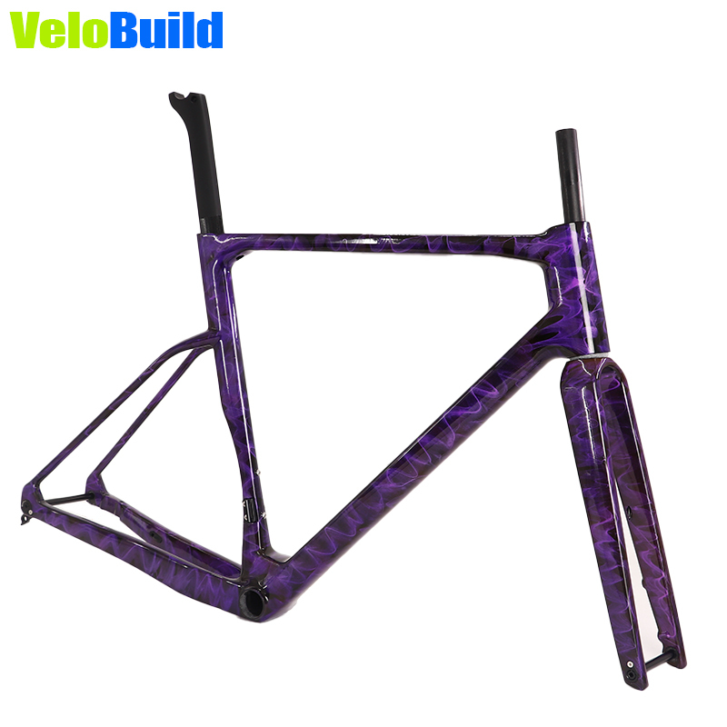 CX-002 carbon fiber cyclocross bike frame smoky effect purple pink paint