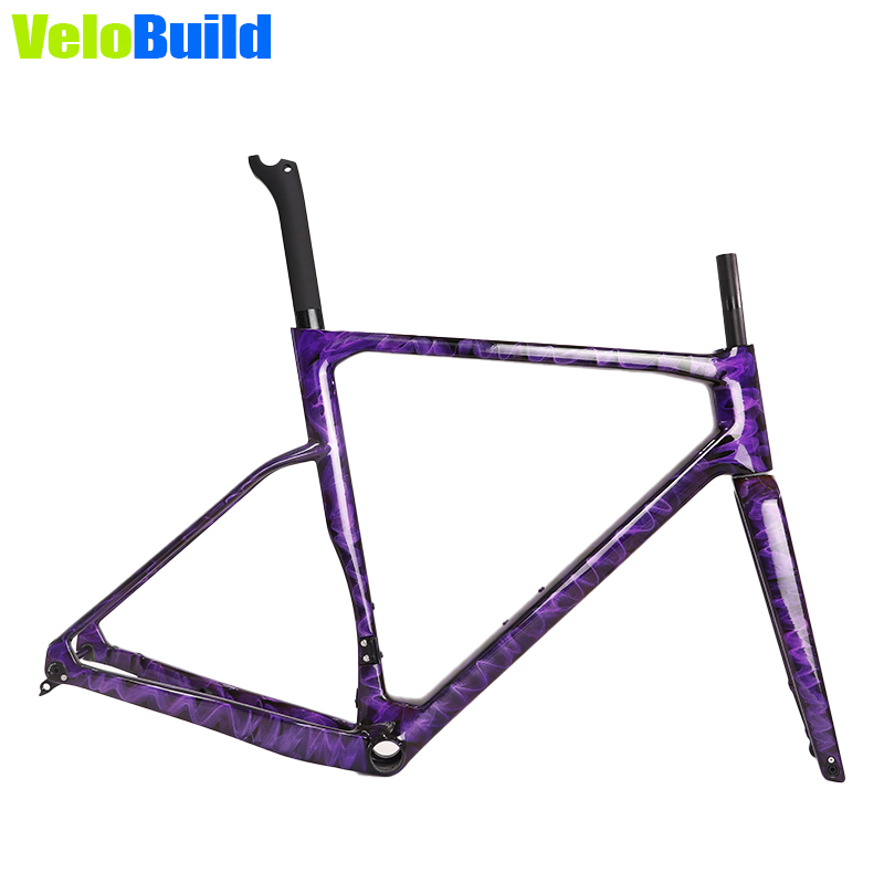 CX-002 carbon fiber cyclocross bike frame smoky effect purple pink paint