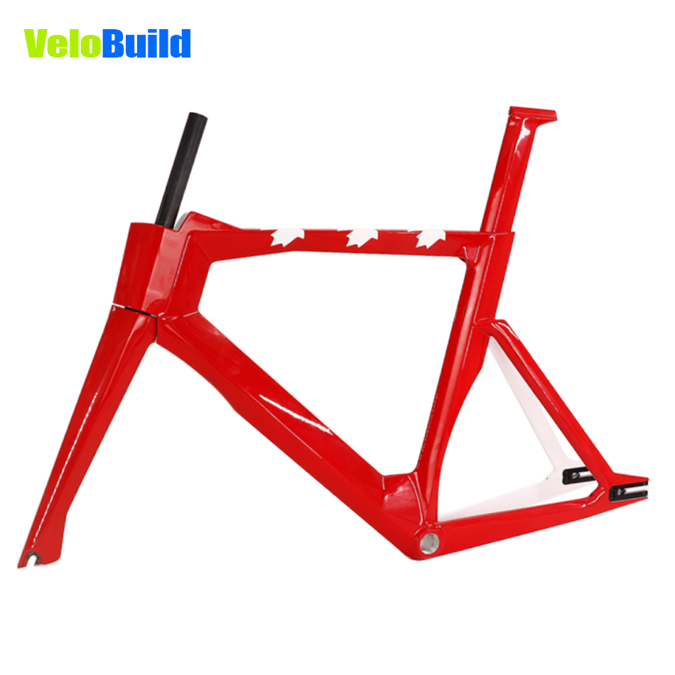 VB-TK-024 New Carbon Fiber Track Frameset White & Red Custom Paint