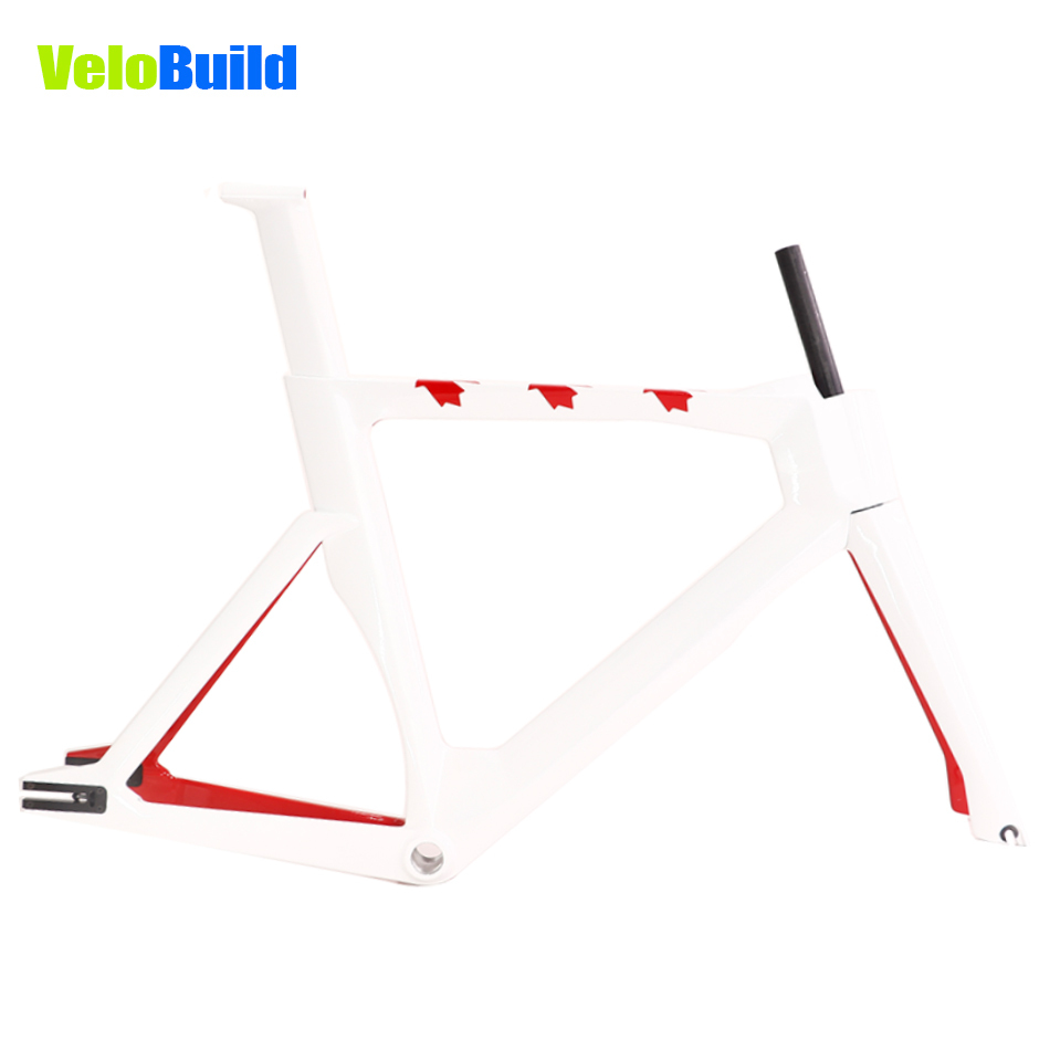 VB-TK-024 New Carbon Fiber Track Frameset White & Red Custom Paint