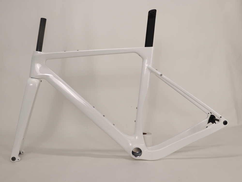 Carbon Fiber Racing Gravel Bike Frame Chameleon White