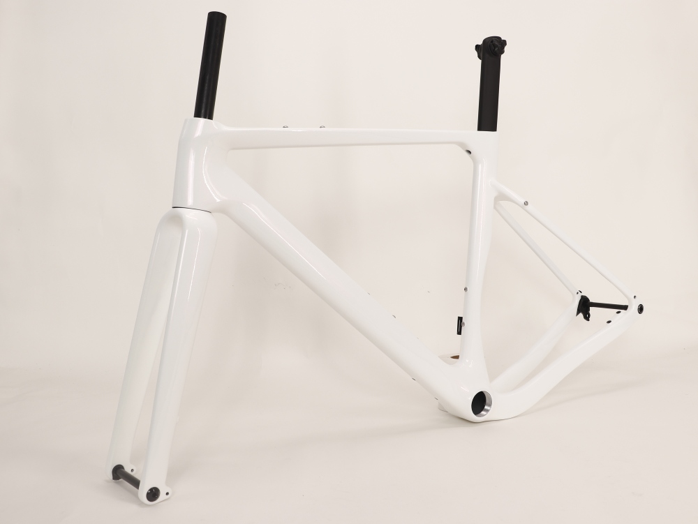 Carbon Fiber Racing Gravel Bike Frame Chameleon White