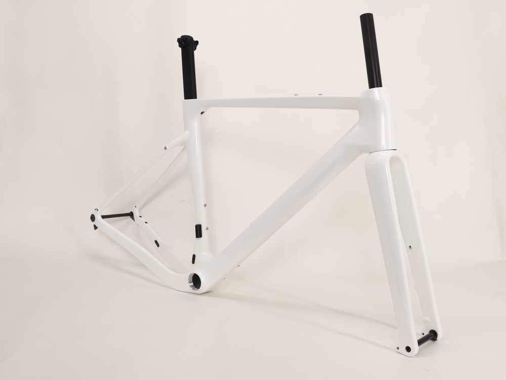 Carbon Fiber Racing Gravel Bike Frame Chameleon White