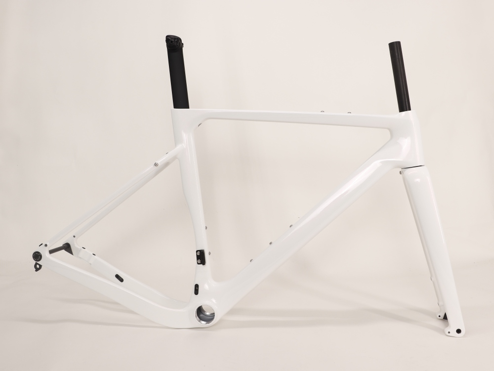 Carbon Fiber Racing Gravel Bike Frame Chameleon White