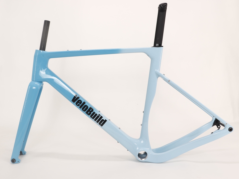 Carbon Fiber Racing Gravel Bike Frame Fading Blue