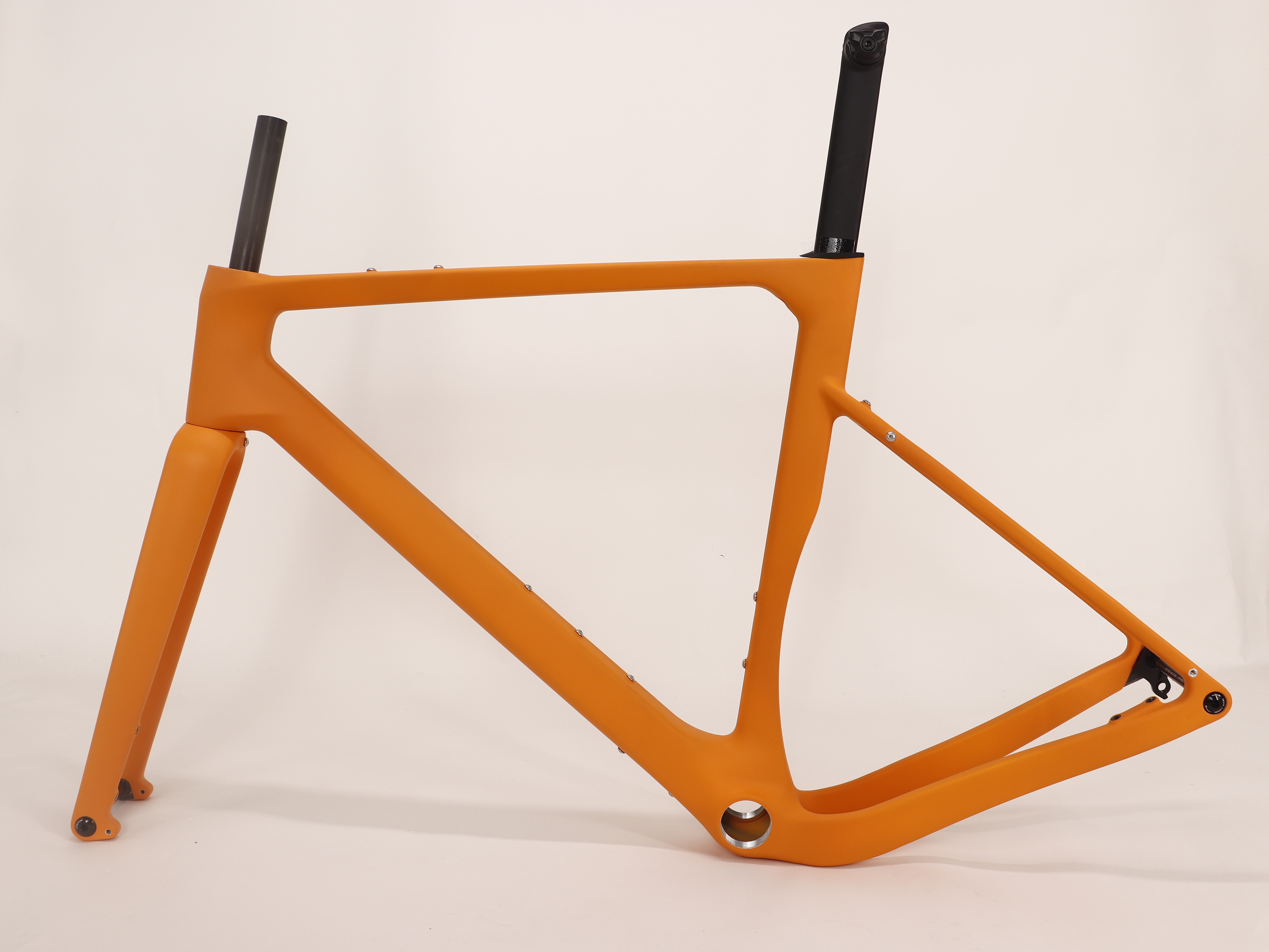 Carbon Fiber Racing Gravel Bike Frame Orange Yellow Matte Finish