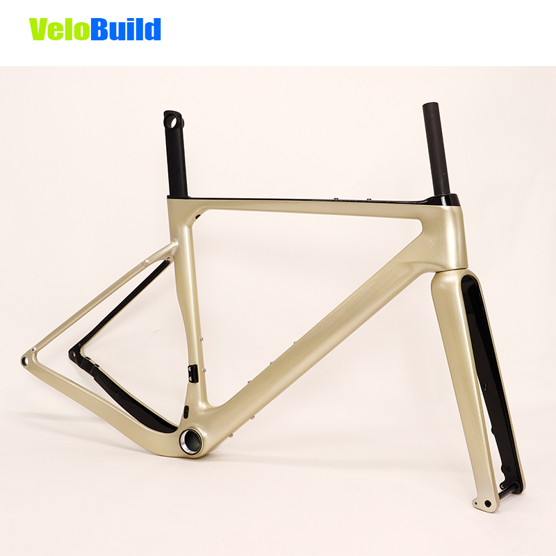 Carbon Fiber Road Racing Gravel Bike Frame White Icebreak Glossy Finish