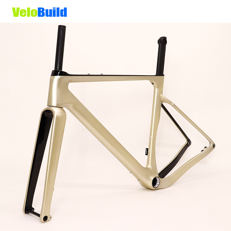 Carbon Fiber Road Racing Gravel Bike Frame White Icebreak Glossy Finish