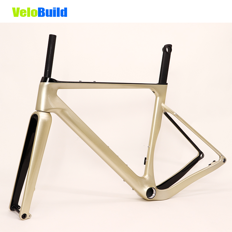 Carbon Fiber Road Racing Gravel Bike Frame White Icebreak Glossy Finish