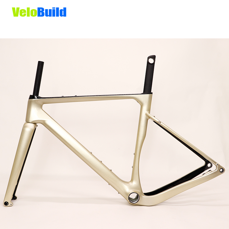 Carbon Fiber Road Racing Gravel Bike Frame White Icebreak Glossy Finish