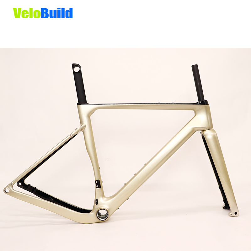 Carbon Fiber Road Racing Gravel Bike Frame White Icebreak Glossy Finish