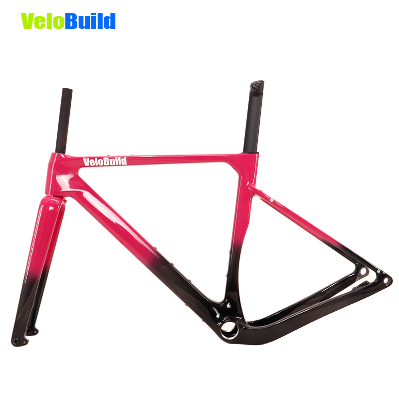 Carbon Fiber Road Racing Gravel Bike Frame Gemstone Pink Glossy Finish