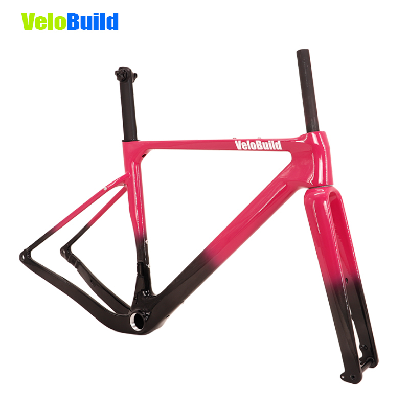 Carbon Fiber Road Racing Gravel Bike Frame Gemstone Pink Glossy Finish
