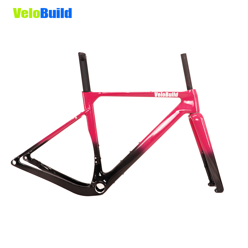 Carbon Fiber Road Racing Gravel Bike Frame Gemstone Pink Glossy Finish