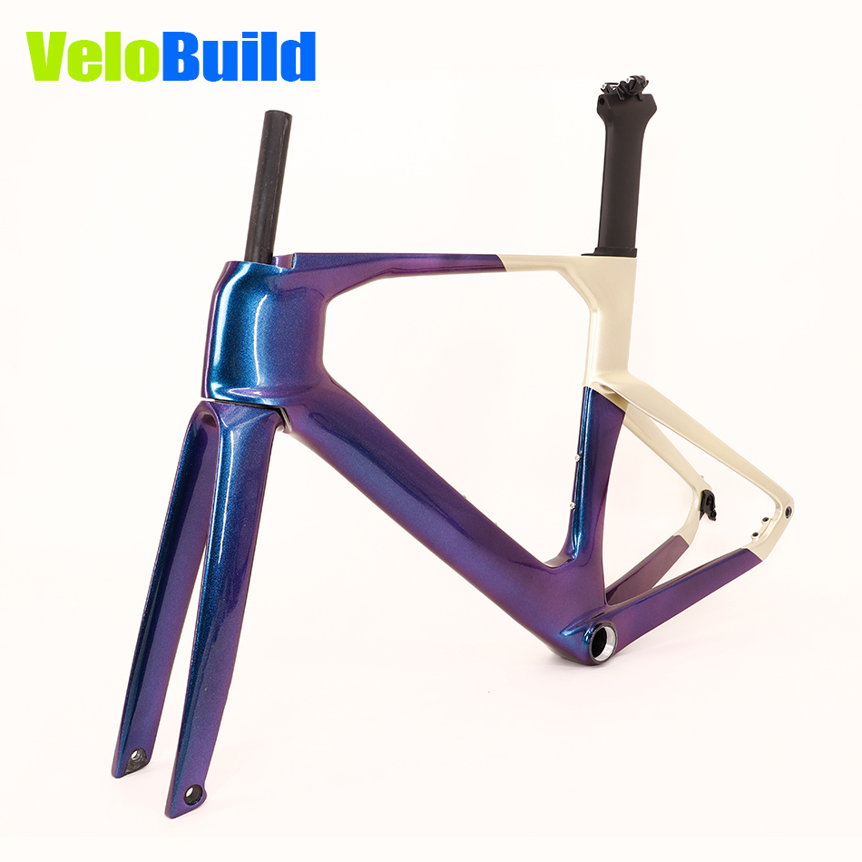 2026 VB-R-368 AeroTrace Carbon Fiber Aero Road Bike Frame Blue Chamelone Glossy Paint