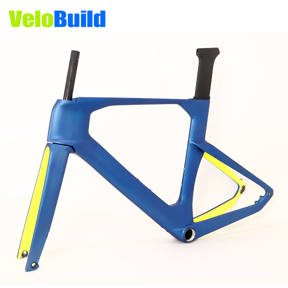 2026 VB-R-368 Carbon Fiber Aero Road Bike Frame Metallic Blue And Neon Yellow Paint