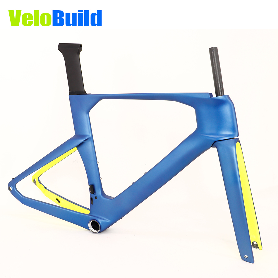2026 VB-R-368 Carbon Fiber Aero Road Bike Frame Metallic Blue And Neon Yellow Paint