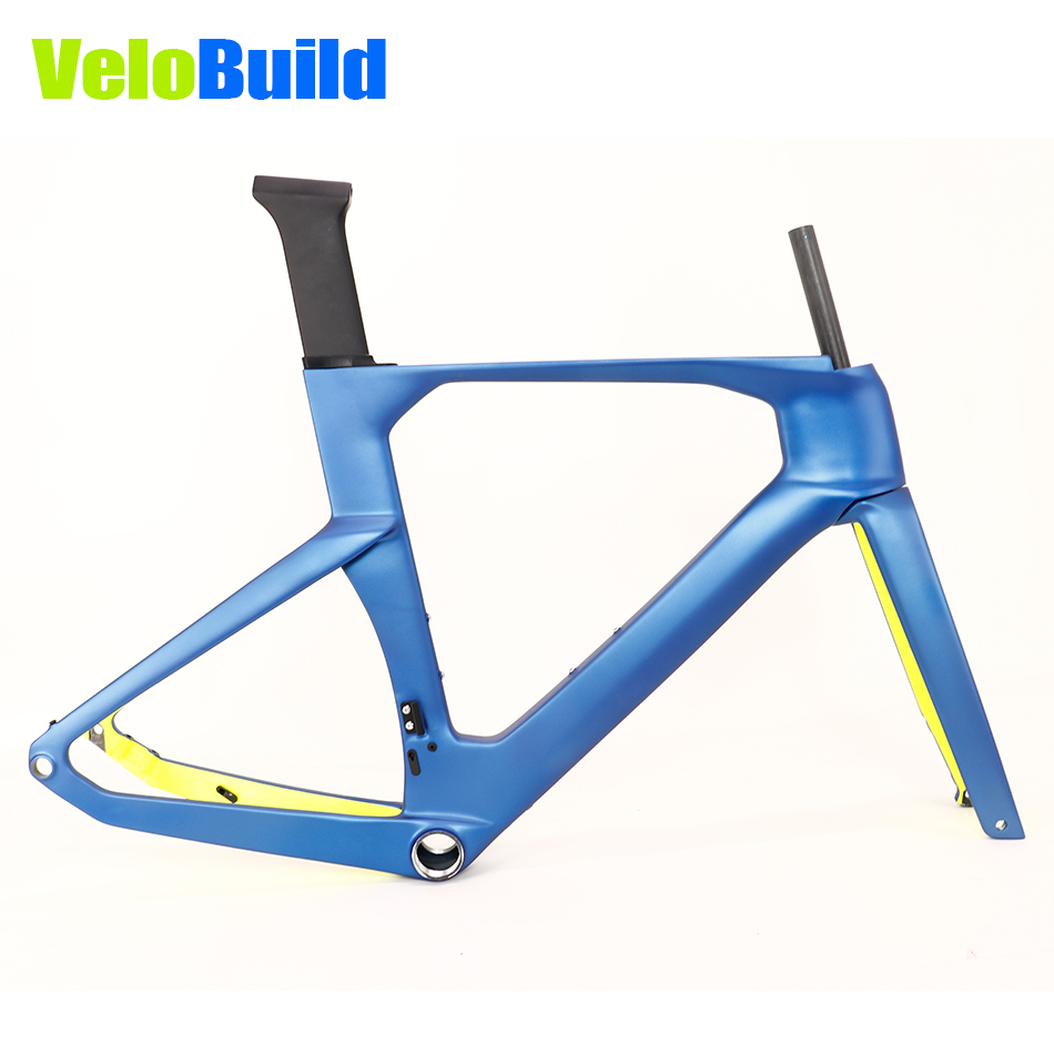 2026 VB-R-368 Carbon Fiber Aero Road Bike Frame Metallic Blue And Neon Yellow Paint