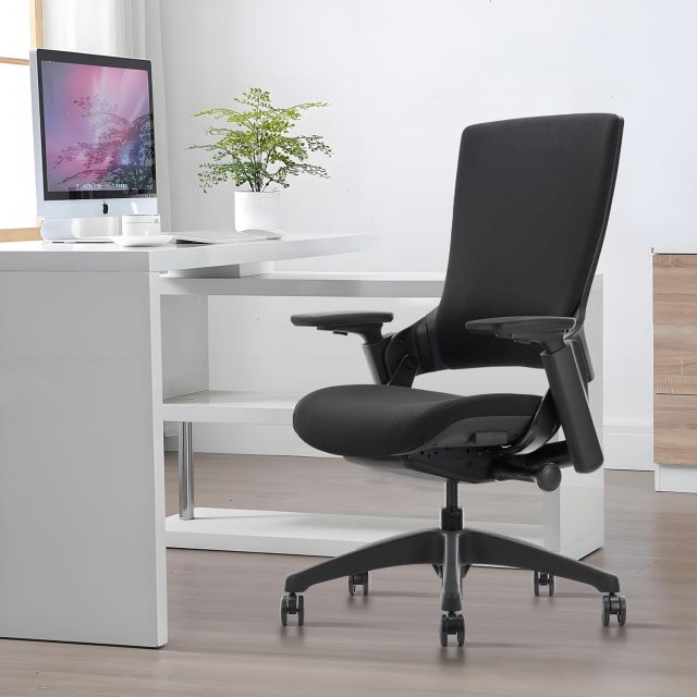 CLATINA Swivel Executive Computer Chair with 3D Armrest and Lumbar Support, Adjustable Ergonomic Fabric Backrest Task Chair for Home Office Conference Room