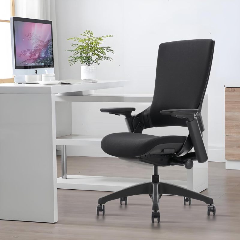 CLATINA Swivel Executive Computer Chair with 3D Armrest and Lumbar Support, Adjustable Ergonomic Fabric Backrest Task Chair for Home Office Conference Room