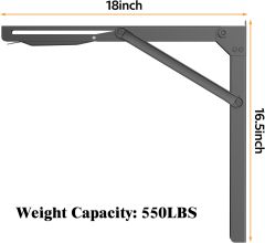 Ultrawall Folding Shelf Brackets, Heavy Duty Collapsible Shelf Bracket, 18 Inch Sturdy Table Brackets, Max Load 550lb, 2Pcs